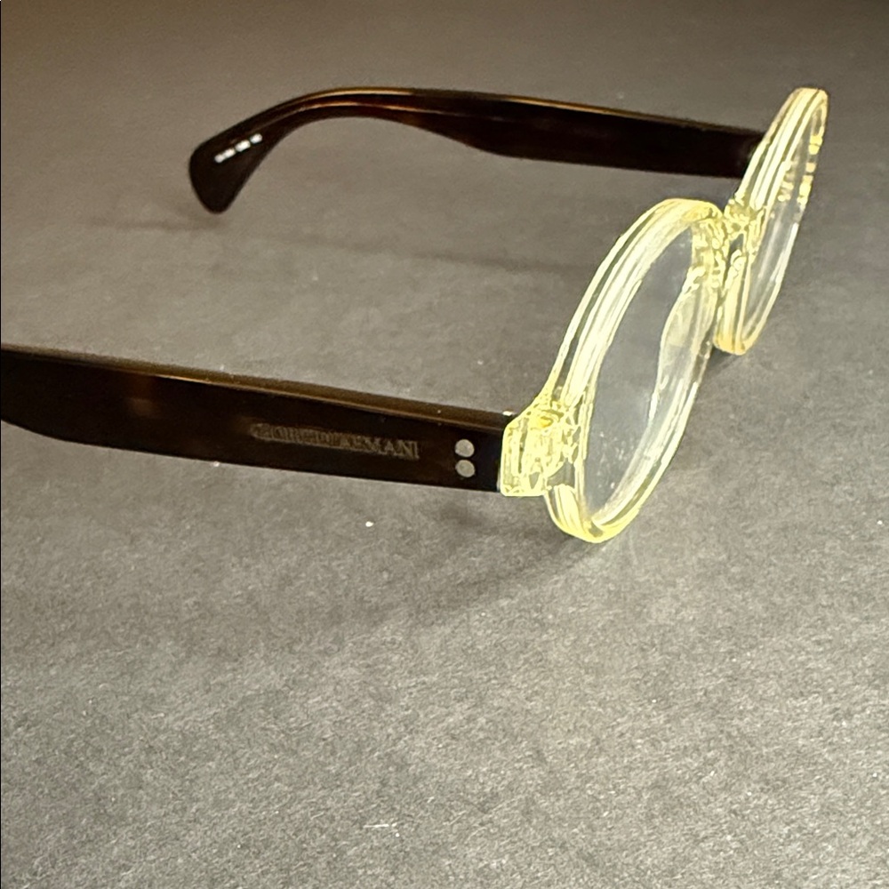 Giorgio Armani Women's Glasses with Yellow Frame and Brown Temples